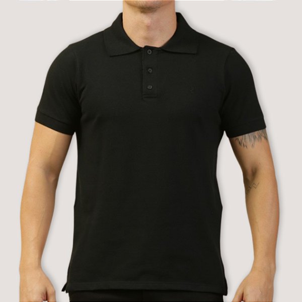 POLO DESERT MC COMFORT PIQUET ALGODAO PRETO MASCULINA