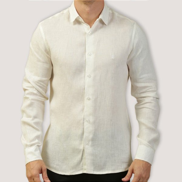 CAMISA DESERT ML SLIM LINHO OFF WHITE MASCULINA