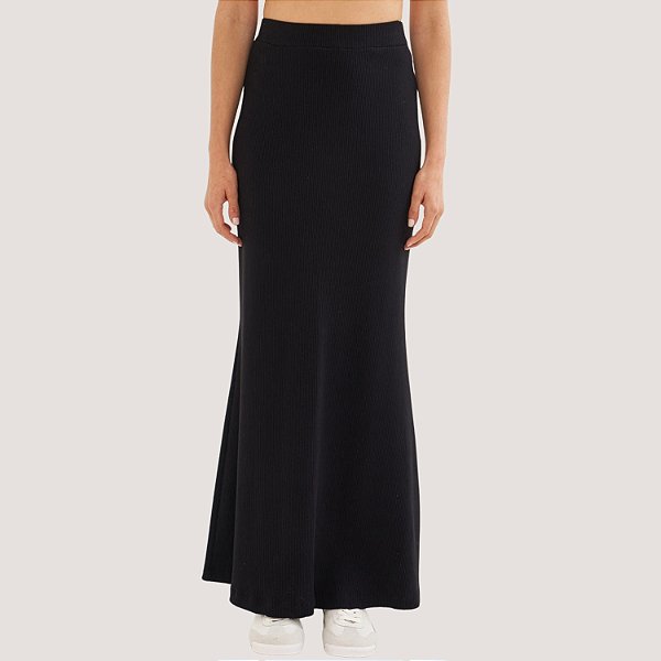 SAIA LONGA COLCCI CANELADA  PRETA FEMININA