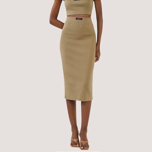 SAIA COLCCI MIDI CANELADA BEGE FEMININA