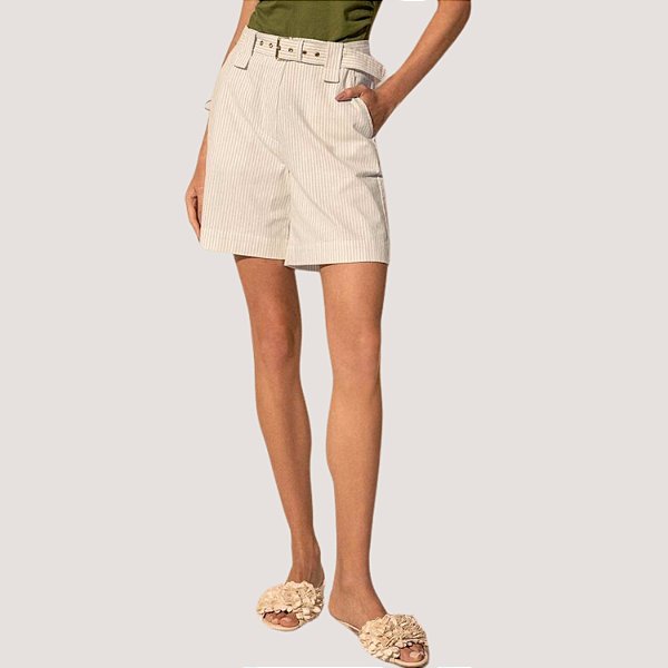 BERMUDA LEZ A LEZ ALFAIATARIA LISTRADA FEMININAS