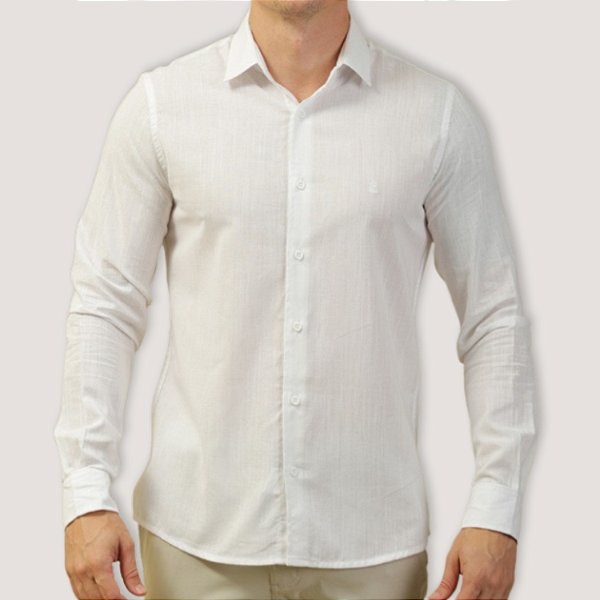 CAMISA DESERT ML SLIM VISCOLINHO BRANCO MASCULINO
