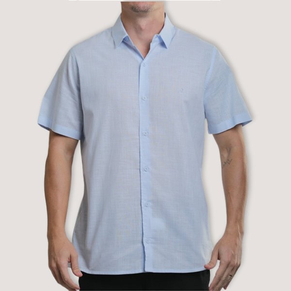 CAMISA DESERT MC SLIM LINHO AZUL CLARO MASCULINO