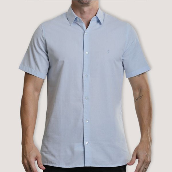 CAMISA DESERT MC SLIM  ALGODÃO AZUL CLARO MASCULINO