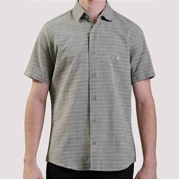 CAMISA DESERT MC SLIM LINHO LISTRADO CINZA MASCULINO