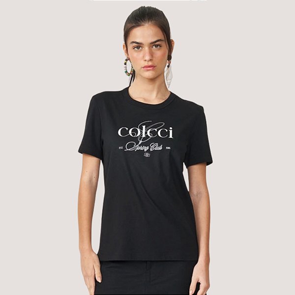 BLUSA COLCCI MC T-SHIRT ALGODAO PRETO FEMININA