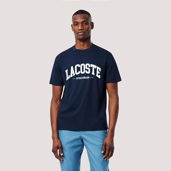 CAMISETA LACOSTE MC COMFORT ALGODÃO AZUL MARINHO MASCULINA