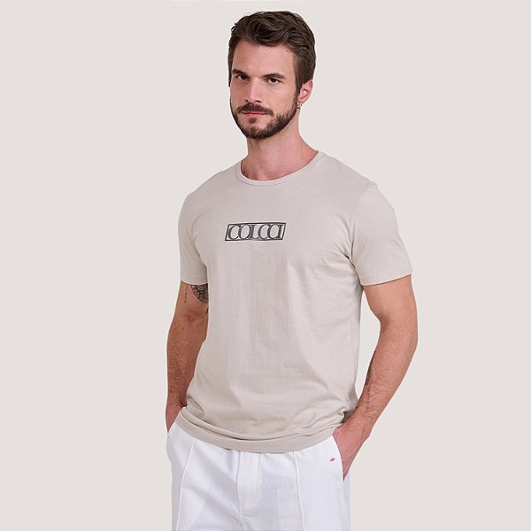 CAMISETA COLCCI MC SLIM ALGODAO BEGE MASCULINA
