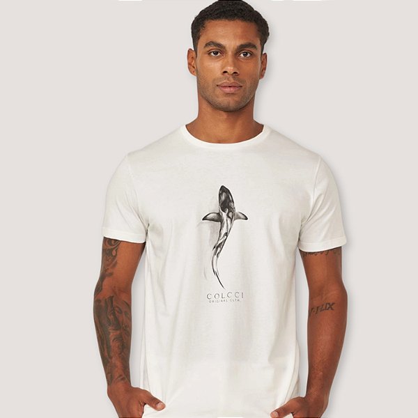 CAMISETA COLCCI MC SLIM ALGODAO OFF WHITE MASCULINA