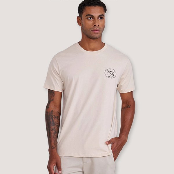 CAMISETA COLCCI MC COMFORT BEGE  MASCULINA