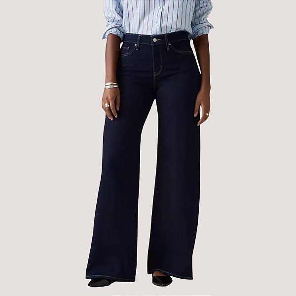 CALÇA LEVIS 318 JEANS ESCURO COM ELASTA WIDE LEG FEMININA