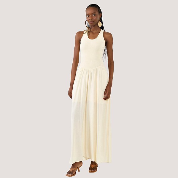VESTIDO COLCCI REGATA  ALGODÃO OFF WHITE FEMININA