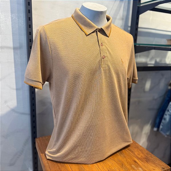 POLO RESERVA MC COMFORT BEGE ALGODÃO  MASCULINO