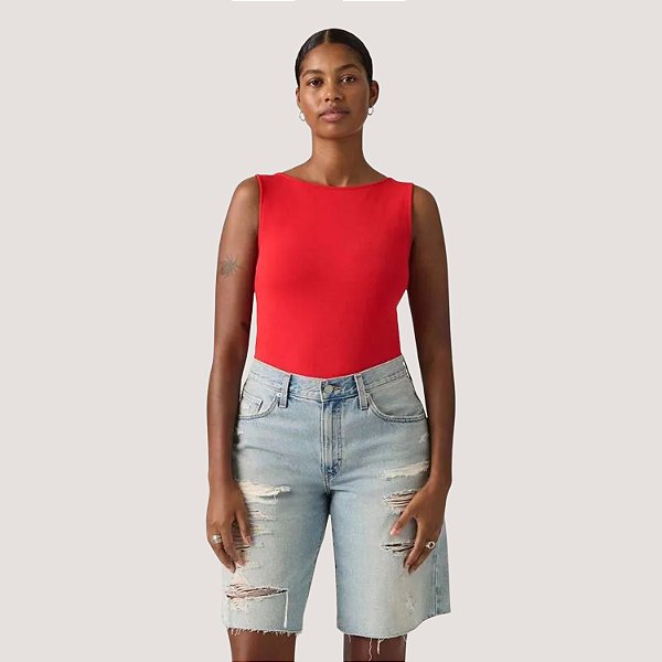 BLUSA LEVIS REGATA ALGODÃO MODA VERMELHO FEMININA