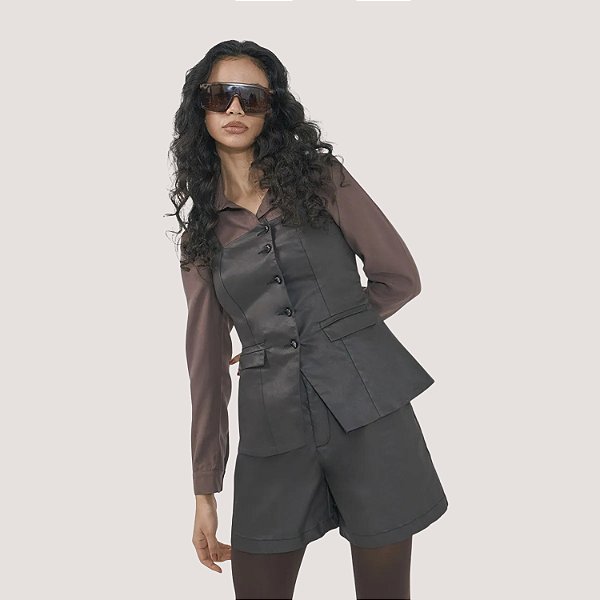 COLETE SLY REGATA RESINADO CAFÉ FEMININO ADULTO