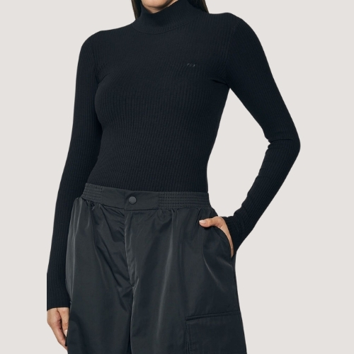 BLUSA COLCCI MANGA LONGA CANELADA PRETO FEMININO ADULTO
