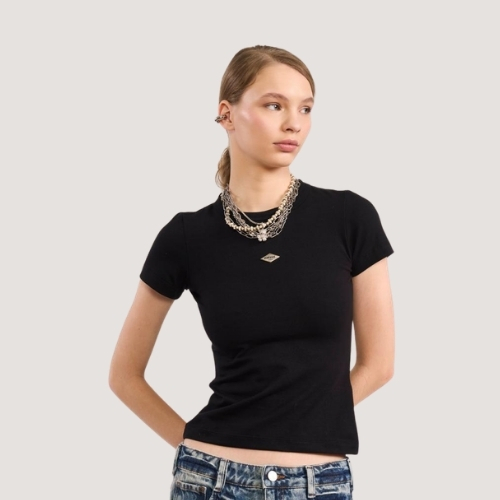 BLUSA COLCCI MANGA CURTA T-SHIRT ALGODÃO PRETO FEMININO ADULTO
