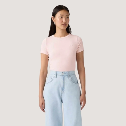 BLUSA LEVIS MANGA CURTA T-SHIRT ALGODÃO ROSA CLARO FEMININO ADULTO