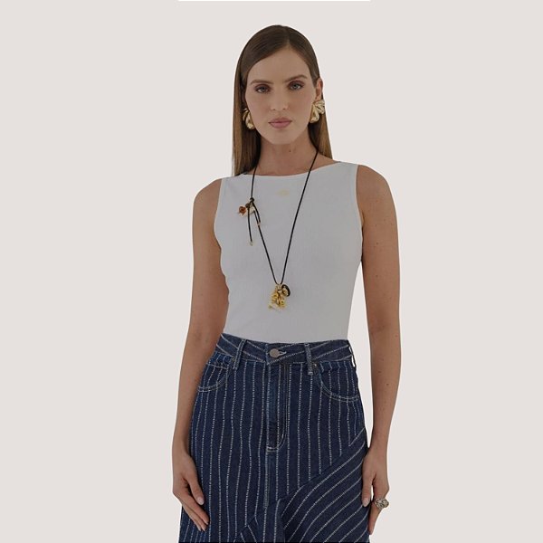 BLUSA COLCCI REGATA CANELADA OFFWHITE FEMININO ADULTO