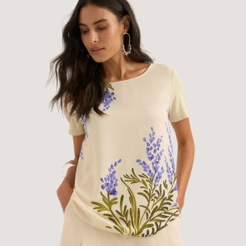 BLUSA LEZ A LEZ MANGA CURTA VISCOSE OFFWHITE FEMININO ADULTO
