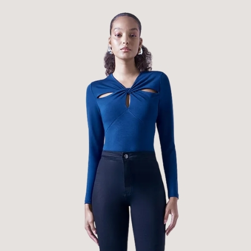 BLUSA SLY MANGA LONGA MALHA AZUL ROYAL FEMININO ADULTO