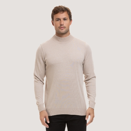 BLUSAO DESERT TRICO SUETER GOLA ALTA BEGE MASCULINO ADULTO