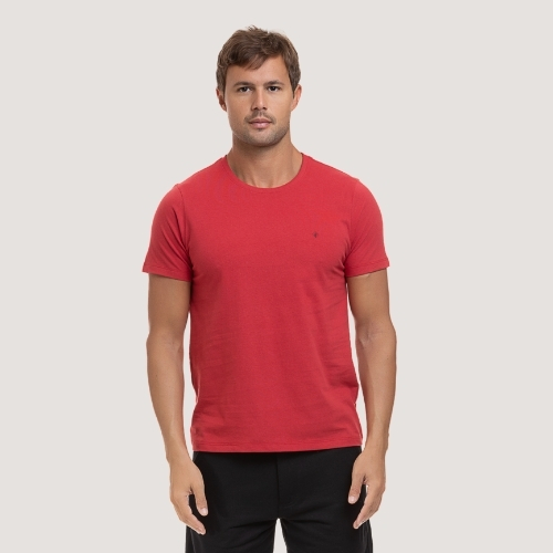 CAMISETA DESERT MANGA CURTA COMFORT ALGODÃO SILKADA VERMELHO MASCULINO ADULTO