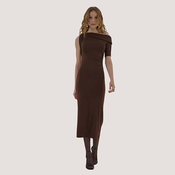 VESTIDO COLCCI REGATA LONGO MARROM FEMININO ADULTO