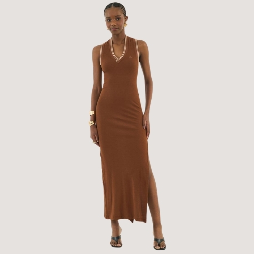VESTIDO COLCCI REGATA CANELADO MARROM FEMININO ADULTO
