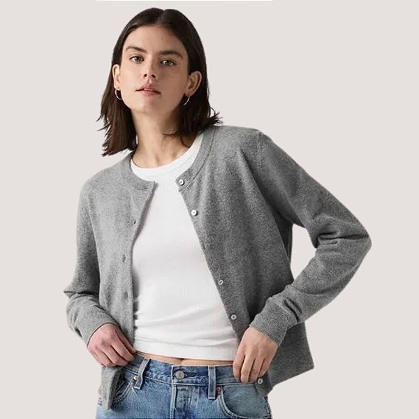 CASACO LEVIS MISTO CARDIGAN CINZA FEMININO ADULTO