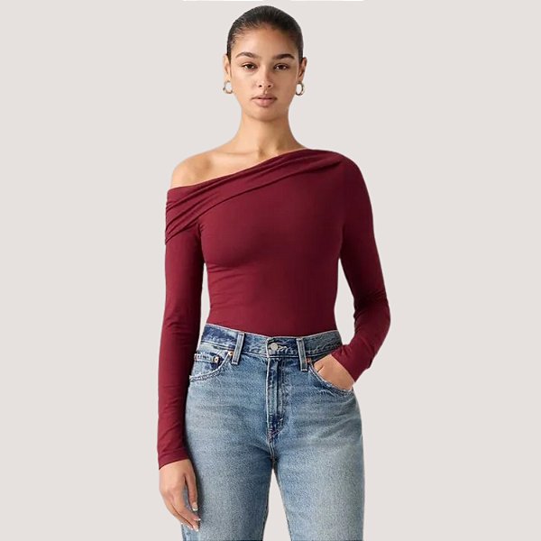 BLUSA LEVIS MANGA LONGA VISCOSE E ELASTANO VINHO FEMININO ADULTO