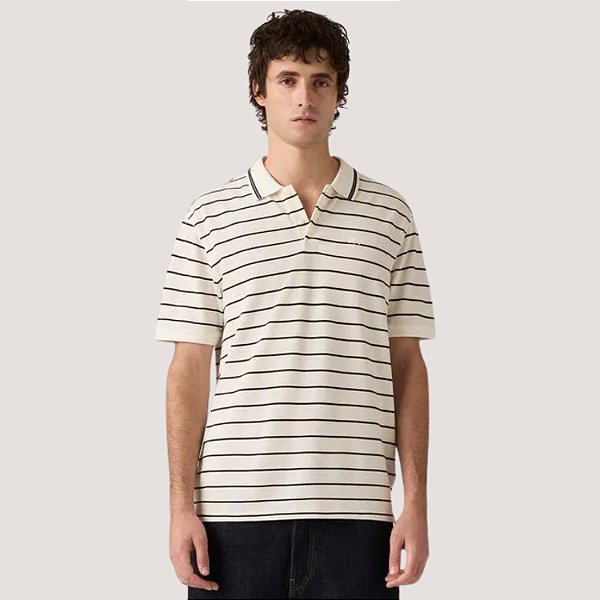 POLO LEVIS MANGA CURTA SLIM PIQUET COM FRISO BRANCO MASCULINO ADULTO