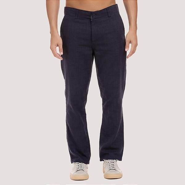 CALÇA DESERT LINHO ESPORTE FINO SLIM AZUL MARINHO MASCULINO ADULTO