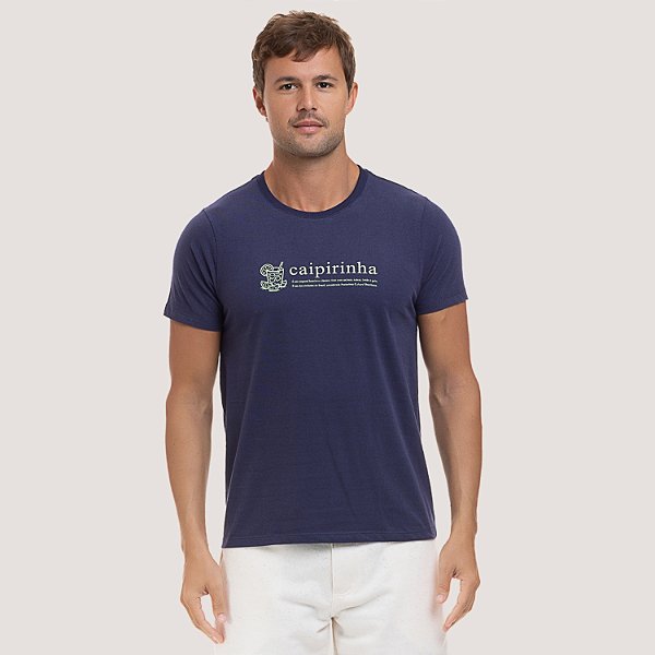 CAMISETA DESERT MANGA CURTA COMFORT ALGODÃO SILKADA AZUL MARINHO MASCULINO ADULTO
