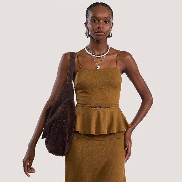 BLUSA COLCCI REGATA VISCOSE E ELASTANO BEGE ESCURO FEMININO ADULTO