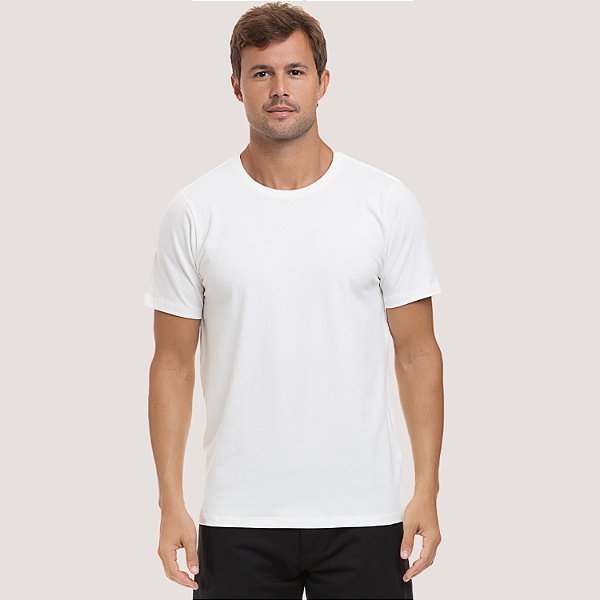 CAMISETA DESERT MANGA CURAT SLIM ALGODÃO E ELASTANO LISO BRANCO MASCULINO ADULTO