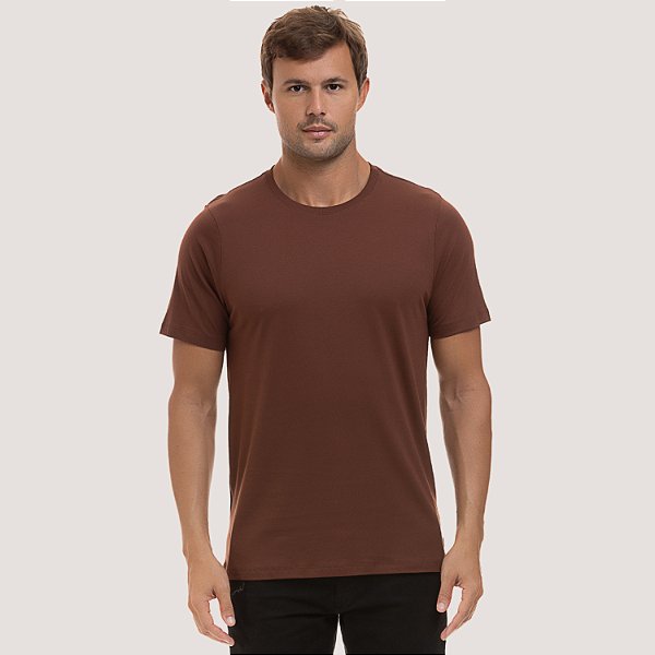CAMISETA DESERT MANGA CURTA COMFORT ALGODÃO PIMA MARROM MASCULINO ADULTO