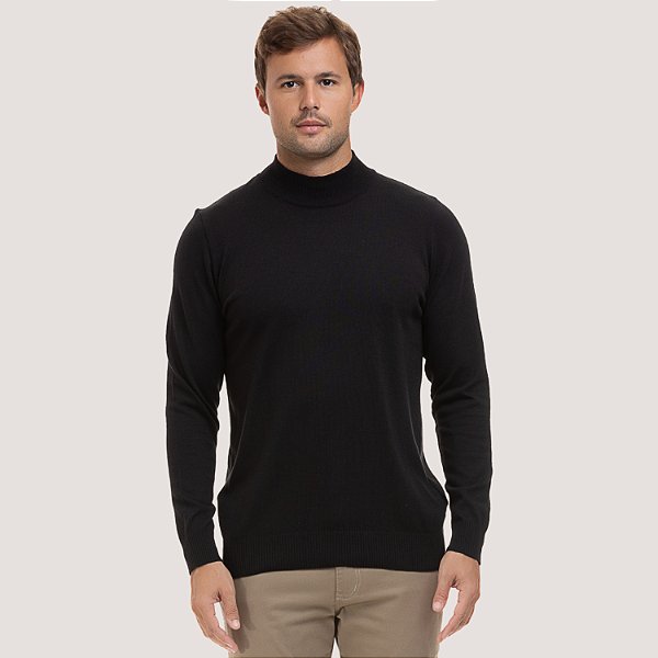 BLUSAO DESERT TRICÔ SUETER GOLA ALTA PRETO MASCULINO ADULTO