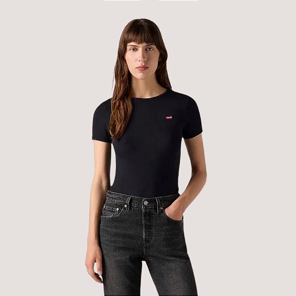 BLUSA LEVIS MANGA CURTA T-SHIRT ALGODÃO PRETO FEMININO ADULTO