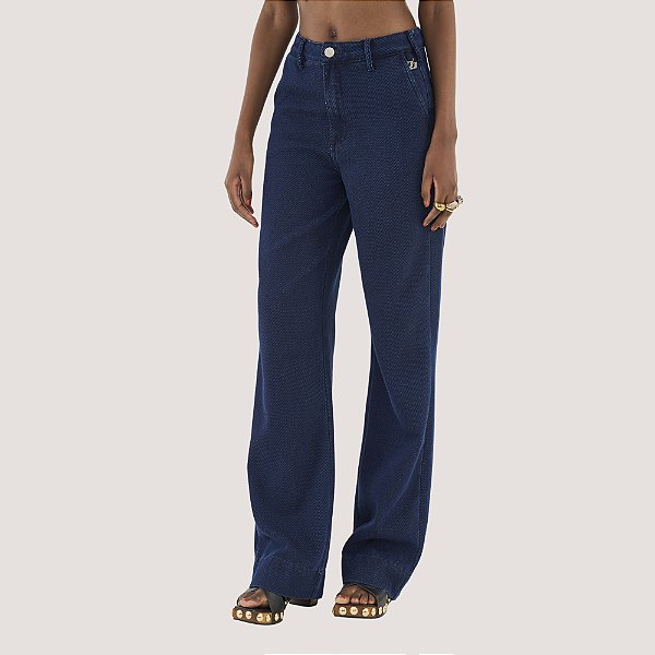 CALÇA COLCCI JEANS MEDIO BRIM BRUTO WIDE LEG FEMININO ADULTO