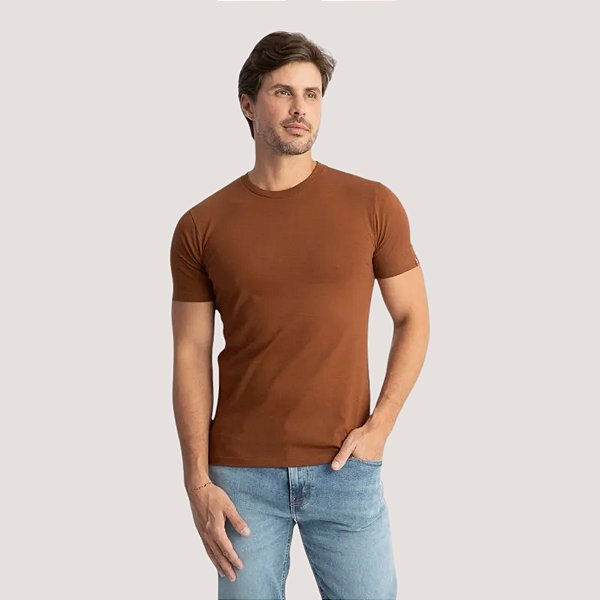 CAMISETA LEVIS MANGA CURTA SLIM ALGODÃO CARAMELO MASCULINO ADULTO