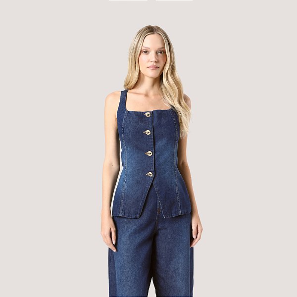 COLETE SLY REGATA JEANS ESCURO COM  ELASTANO FEMININO ADULTO