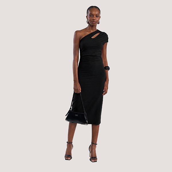 VESTIDO COLCCI NULA MANGA MIDI VISCO PRETO FEMININO ADULTO