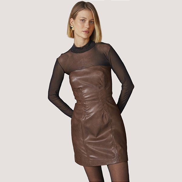VESTIDO SLY TOMARA QUE CAIA MARROM FEMININO ADULTO