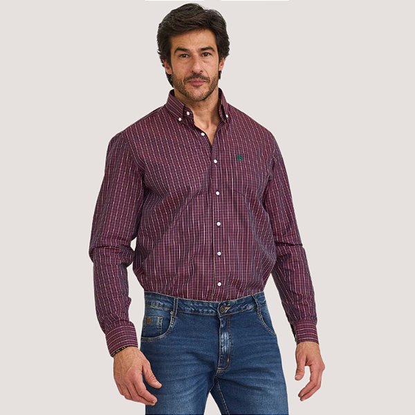 CAMISA TXC MANGA LONGA COMFORT ALGODÃO VINHO MASCULINO ADULTO