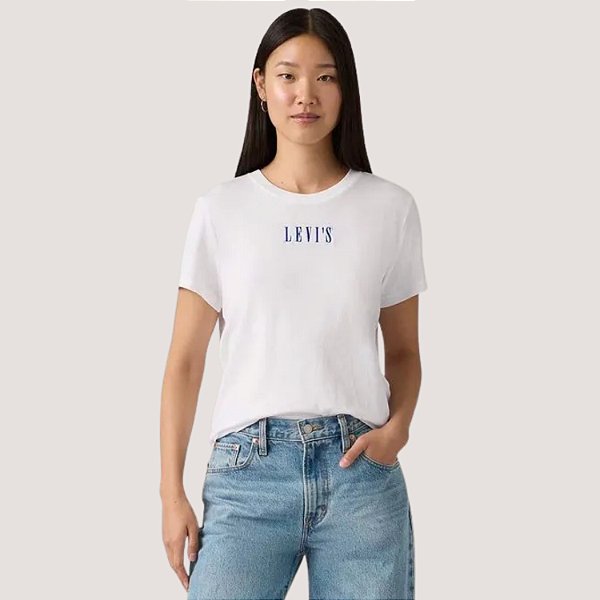 BLUSA LEVIS MANGA CURTA T-SHIRT ALGODÃO BRANCO FEMININO ADULTO
