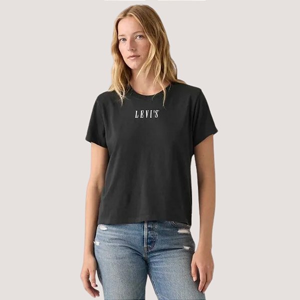 BLUSA LEVIS MANGA CURTA T-SHIRT ALGODÃO PRETO FEMININO ADULTO