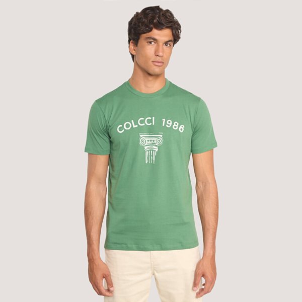 CAMISETA COLCCI MANGA CURTA SLIM ALGODÃO VERDE MASCULINO ADULTO