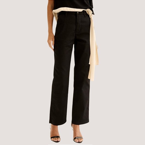 CALÇA LEZ A LEZ BRIM COM ELASTANO COMFOR PRETO FEMININO ADULTO
