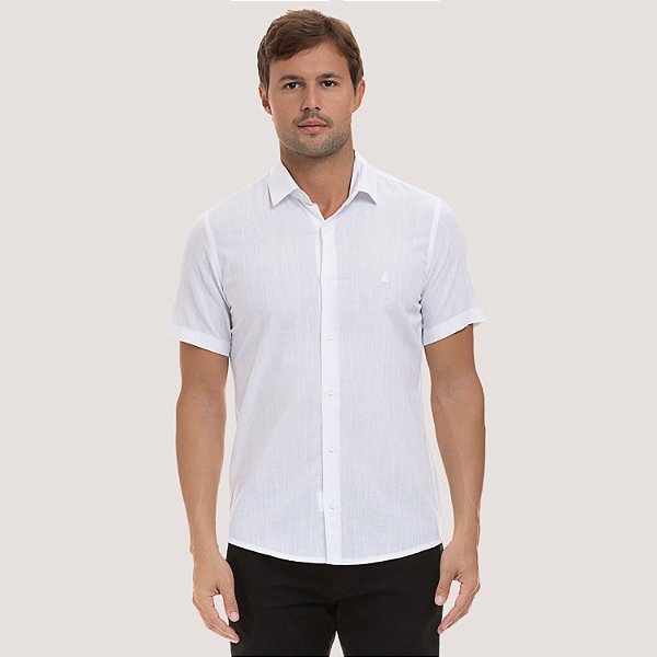 CAMISA DESERT MANGA CURTA SLIM LINHO BRANCO MASCULINO ADULTO